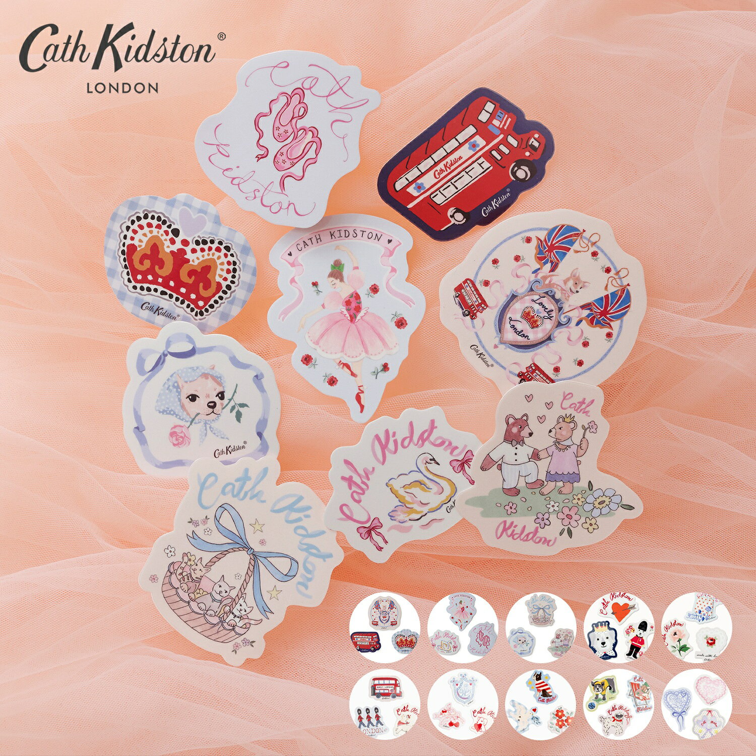 キャス キッドソン 公式 ステッカーセット 7種類 8月新柄登場 / レディース 可愛い かわいい シール ねこ 犬 ロンドン キャスキッドソン Cath Kidston n260821