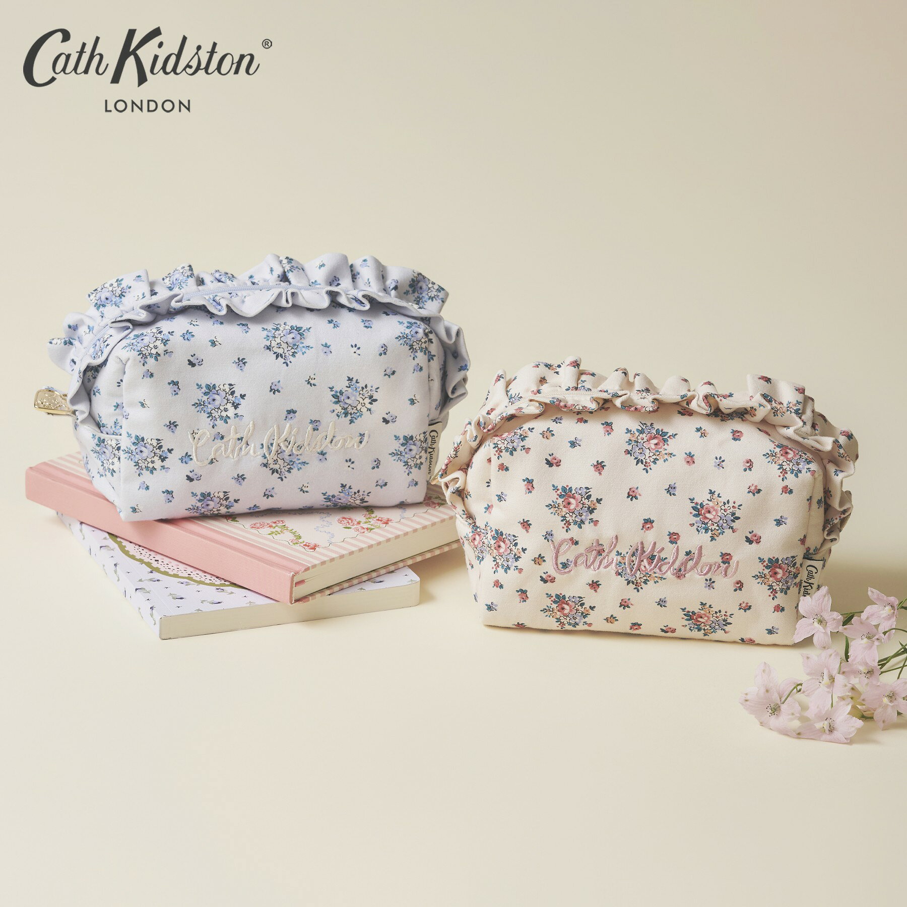 【クーポンで最大500円OFF〜9/24 01:59】キャス キッドソン 公式 フリルポーチ Garden Bouquet / ポーチ 小物入れ 可愛い 化粧ポーチ メイクポーチ トラベルポーチ フリル レディース キャスキッドソン Cath Kidston n260904
