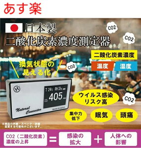 【あす楽・在庫あり】CO2マネージャー 二酸化炭素の濃度を測定し、換気状態を測定しますCO2モニター 高感度密度計 デンサトメーター HCOM-JPCO2-001【純正品】