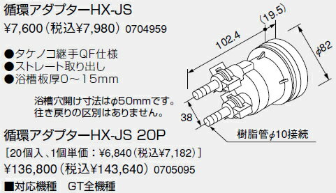 ・・・・・・・・・・・・・・・・・・・・・・・・・・・・・給湯器の取り付け工事には資格が必要です。無資格者の取り付けは重大な事故につながる場合がございます。必ず、専門の業者様に工事をご依頼をお願いいたします。・・・・・・・・・・・・・・・・・・・・・・・・・・・・・●タケノコ継手QF仕様●ストレート取り出し●浴槽板厚0〜15mm■適合本体品番　GT全機種ご不在時の商品配達のご連絡のため、電話番号はなるべく携帯電話の番号を入力してください。詳細はこちら(ノーリツ　メーカーサイト)　カタログ等ご覧ください