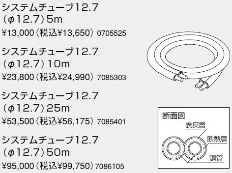 【7085401】ノーリツ 給湯器 関連部材 追いだき配管部材（循環アダプターHX用）他 システムチューブ12.7（φ12.7）25m【純正品】