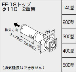 【0706813】ノーリツ 給湯器 関連部材 給排気トップ（2重管方式及び2本管方式） FF-18トップ φ110 2重管 300型【純正品】