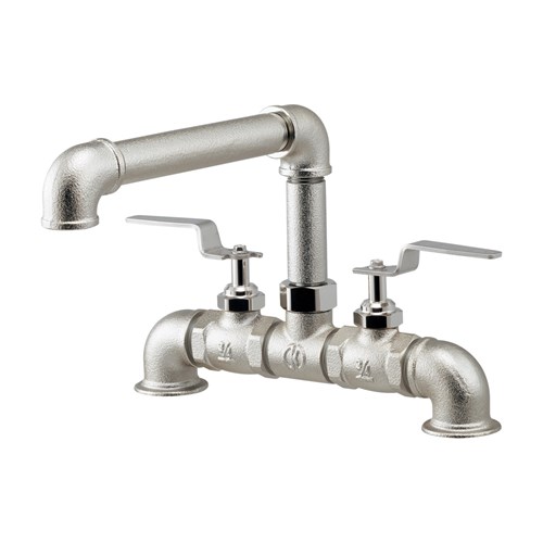 カクダイ【151-014-N】インダストリアル混合栓//レトロシルバー 混合水栓 90度開閉ハンドル