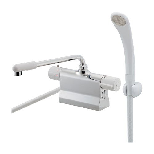 カクダイ【175-021K】サーモスタットシャワー混合栓（デッキタイプ） 混合水栓 台付 デッキタイプ 逆止あり 寒冷地用