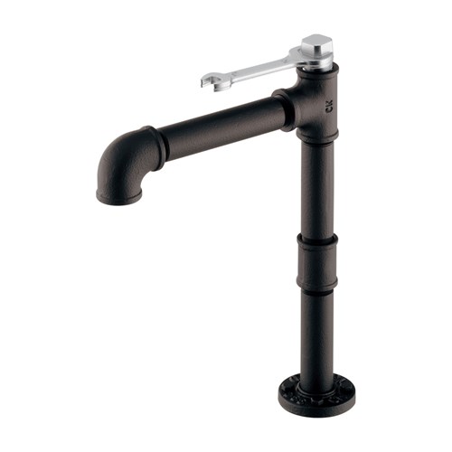 カクダイ【721-268-D】インダストリアル立水栓（トール）//マットブラック 黒色 90度開閉ハンドル 水栓金具