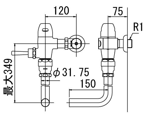 INAX トイレ フラッシュバルブ【CF-50U-C】 一般地用 洗浄水量10-15L便器用 中水用[納期4週間] 【CF50UC】 INAX・イナックス・LIXIL・リクシル【純正品】