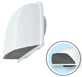 メルコエアテック 【AT-200FWSD5-W】外壁用（ステンレス製／鋼板製） 深形フード（ワイド水切タイプ） 縦ギャラリ・網 適用パイプ200mm【純正品】