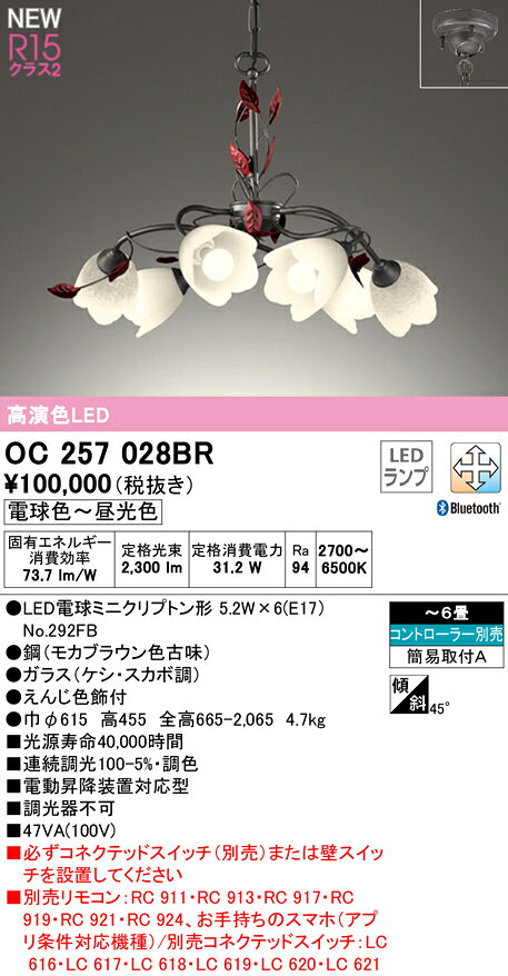 オーデリック シャンデリア 【OC257028BR】【OC 257 028BR】 シャンデリア【代引決...