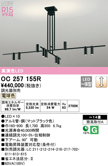 オーデリック シャンデリア 【OC257155R】【OC 257 155R】 シャンデリア【代引決済...