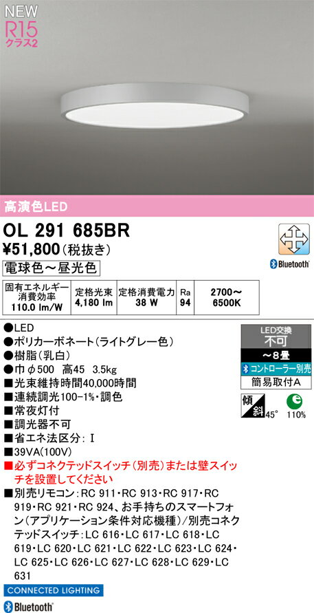 シーリングライト オーデリック OL291685BR 代引き・後払い不可