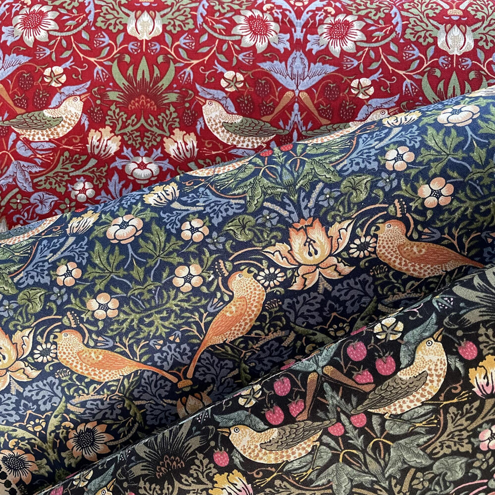 【50cm単位】moda fabrics　モダ ファブリックス　ウィリアムモリス　William Morris　シーチング　いちご泥棒　ストロベリーシーフ【日本製 Strawberry thief】