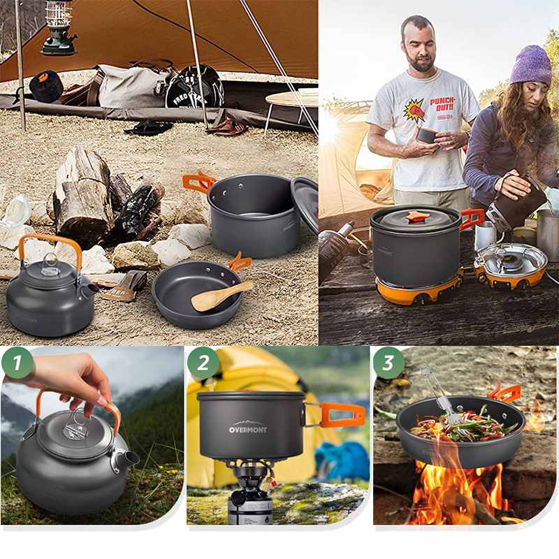 送料無料 アルミ クッカーセット 16点 アウトドア鍋 アウトドアケトル キャンピング 調理器具 収納袋付き 2?3人に適応 キャンプ ピクニ