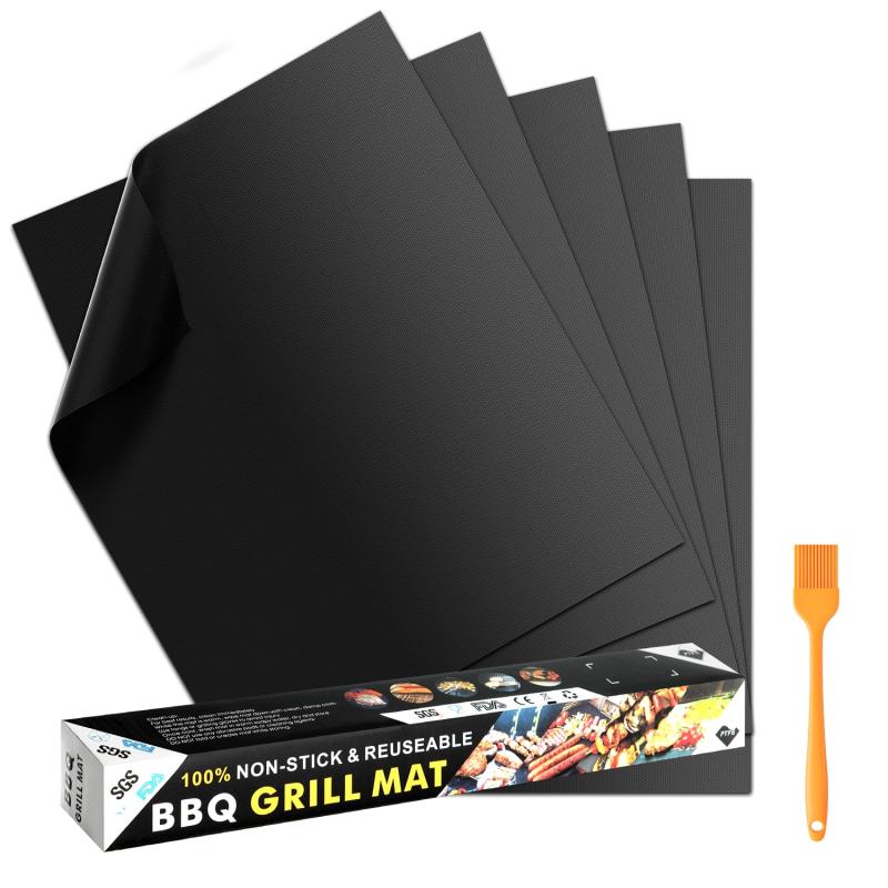 【RISIN】BBQ グリルマット BBQシート バーベキュー クッキング IH鍋敷対応 食器洗剤可、日本会社【100%テフロンで安全性、焦付き/粘着防止 両面使用可能 軽量 持ち運びやすい 繰り返す使用可のサムネイル