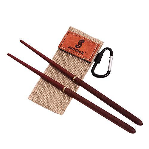 origin 組み立て式 木製箸 カラビナ付き収納袋 携帯 便利 コンパクト 軽量 アウトドア キャンプ 登山 バーベキュー マホガニー材質 頑丈 耐用 匂い無し 腐食しない SDKHS210