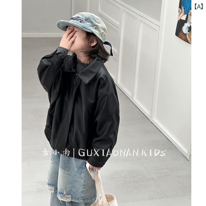 秋の新作 キッズ ベビー 小児用 男児 女児 ボーイズ ガールズ 男女兼用 PUレザー 革ジャン レザージャケット スタイリッシュ おしゃれ カジュアル 普段使い アウター 羽織り