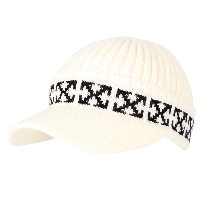 [ウィズムーンズ] 帽子 冬用つば付ロールアップニット帽 カラー豊富 CRQ1102