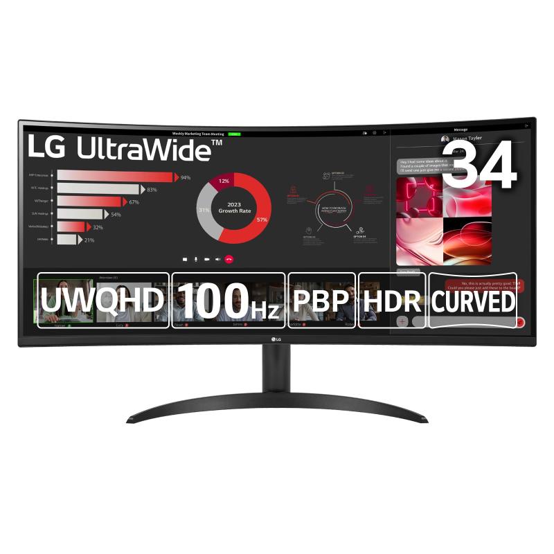 LG EgChj^[ 34WR50QC-B / 34C` / UltraWide/WQHD(3440~1440) / p / 100Hz / FreeSync/A`OA / HDR10 / DisplayPort/HDMI/`gΉ / 3NSEP_