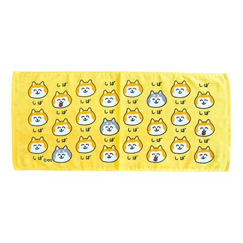 フェイスタオル [しばいぬさん] プリント ロングタオル おえかきシリーズ