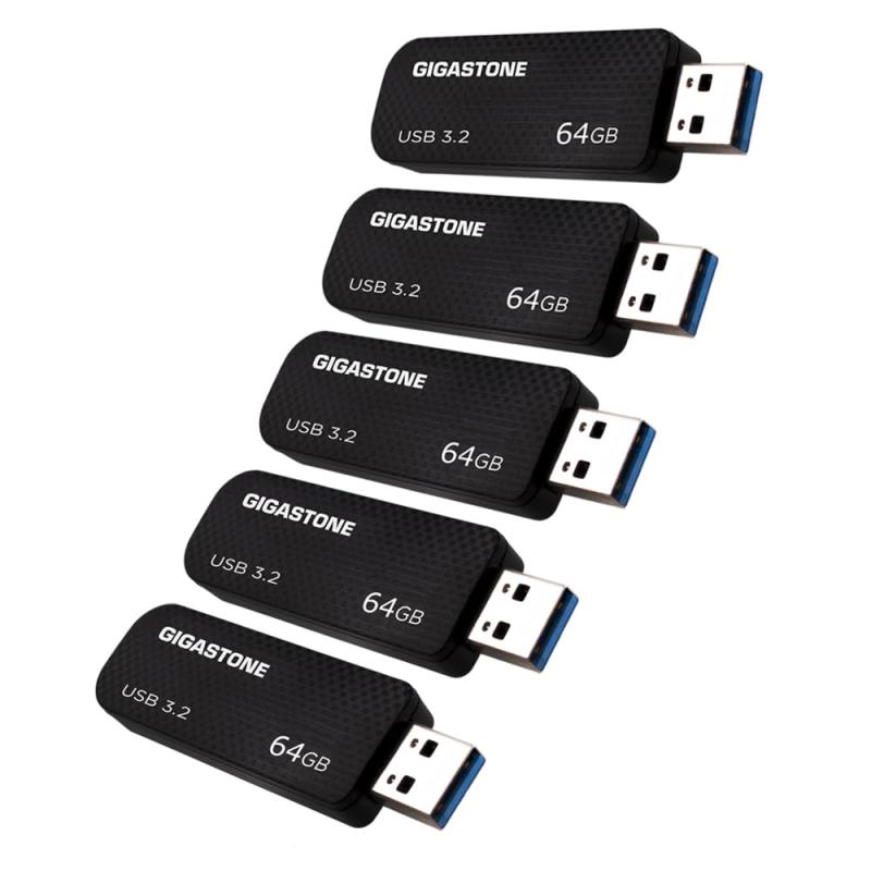 Gigastone Z30 USBメモリ 64GB USB 3.2 Gen1 高速 急速メモリ スティック キャップレス USB 2.0/3.0/3.1対応 5個セット 5-Pack