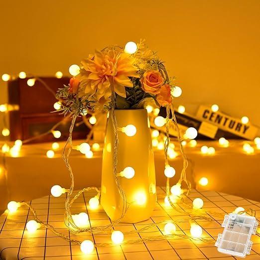 COOLBOTANG 可愛くて小さなボールLEDイルミネーションライト ストリングライト 電池式 飾り ワイヤーライト 防水 パーティー電飾 ウォームホワイト