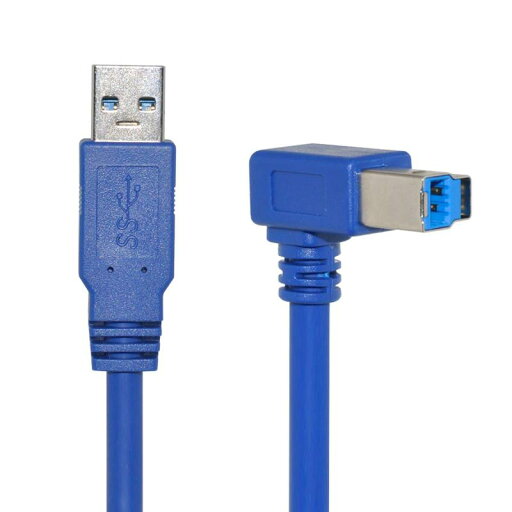 Xiwai USB 3.0 タイプA オスからB オス 右エルボ 角度付き プリンターケーブルコード ブルー Xiwai USB 3.0 タイプA オスからB オス 右エルボ 角度付き プリンターケーブルコード ブルー