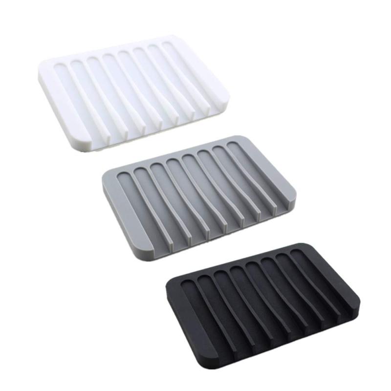 Kingsie 石鹸置き シリコン ソープディッシュ 水切り ソープトレー ソープホルダー ブラック ホワイト グレー 3個セット