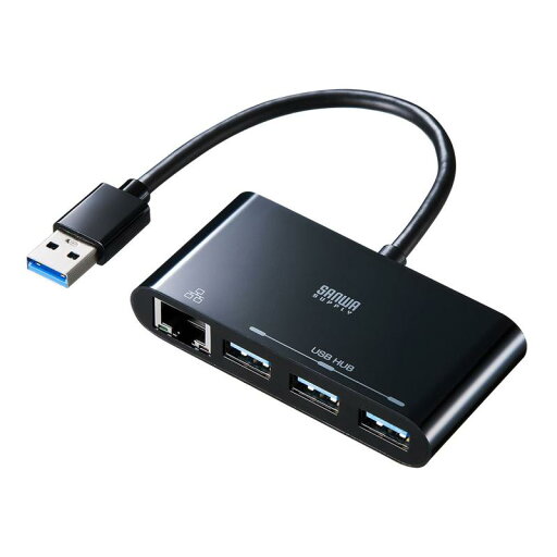 サンワサプライ LANアダプタ付きUSB3.0ハブ(USB3.0×3ポート+LAN×1ポート) USB-3H301BK サンワサプライ LANアダプタ付きUSB3.0ハブ(USB3.0×3ポート+LAN×1ポート) USB-3H301BK