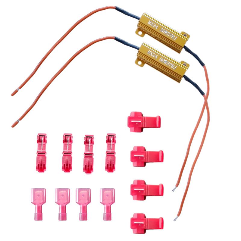 MiHaruTsu 24V抵抗器 24V 抵抗器 24V 用 抵抗器 50W ハイフラ防止 27Ω トラック バス ウインカー ハイフラ対策 マーカーランプ T字エレクトロタップ 付