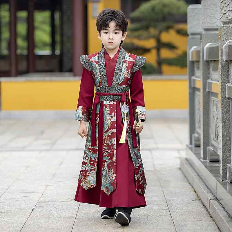 男の子 男児 小学生 向けの 漢服 古典衣装 時代劇衣装 チャイナ服 新作 秋冬物 オリジナル 高級 上質 ..