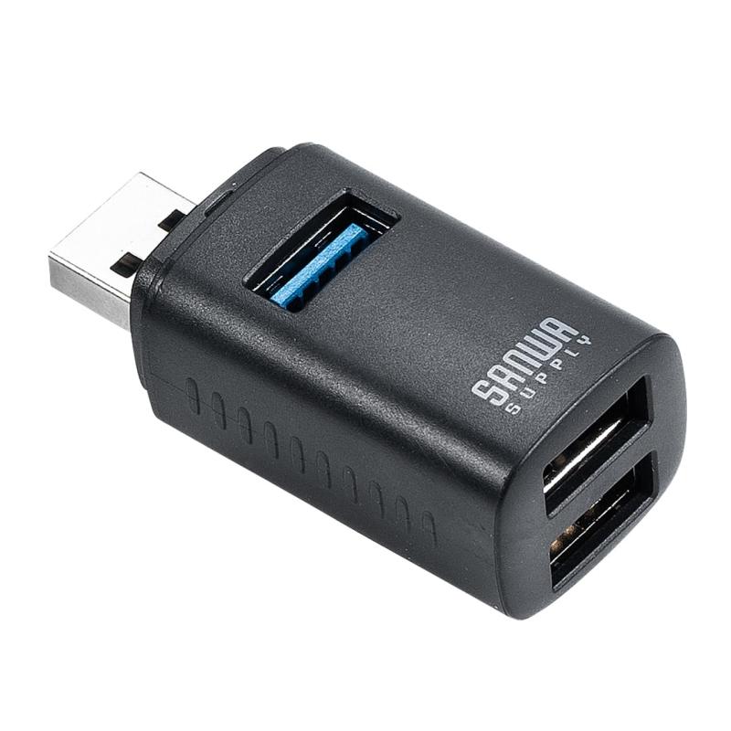 サンワダイレクト USBハブ コンパクト 小型 3ポート USB3.0/USB2.0コンボハブ 黒色 軽量 400-HUB