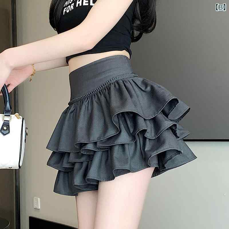 Catwalks 1 楽天市場店の儚げ セクシー バレエ風 白 ティアード ミニスカート レディース 夏 低身長向け ハイウエスト 細見え Aライン ふんわり｜アングル3