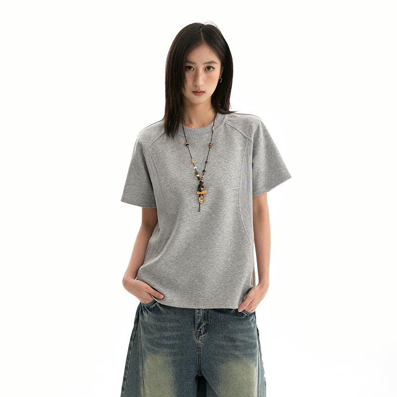 アメリカン スタイル 無地 クリーン フィット ショート丈 ワイド 半袖 Tシャツ カットソー 定番 レギュ..