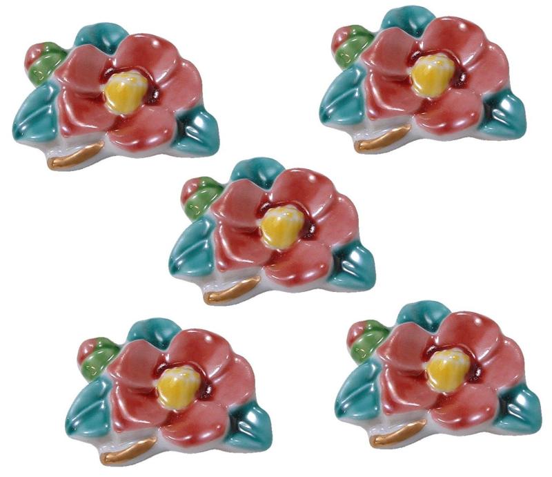 京焼 清水焼 江泉 箸置 5個セット 京焼 清水焼 江泉 箸置 5個セット 銀杏五草花 hgk069