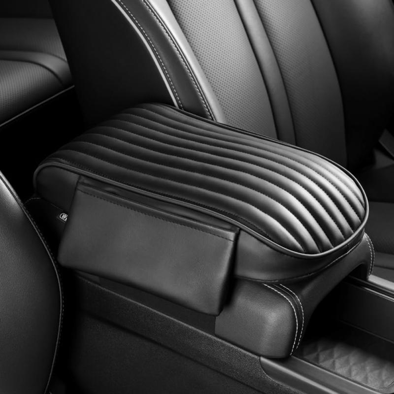OKAHITA 車用 アームレストカバー 車 アームレストクッション 小物入れ コンソールボックスパッド 車 ポケット付き アームレストボックス アクセサリー 汎用 肘掛け 収納ボックスカバー カー