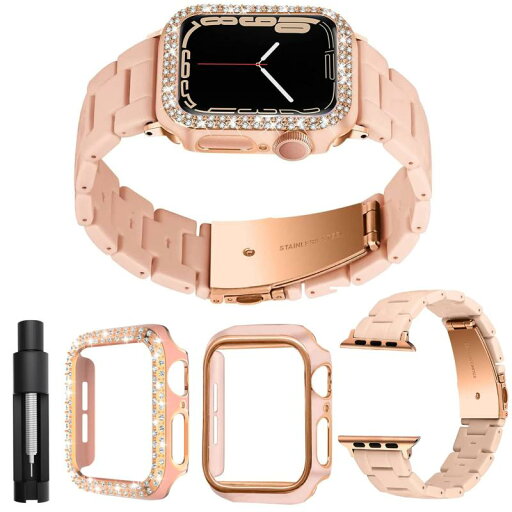 GOCROWEEN for Apple Watch 用 バンド ウォッチバンド 樹脂バンド 2個の保護ケース付き ダイヤモンド Apple watchケース 長さ調整ツール付き Apple Watch 交換バンド ステンレス留め金 軽量 装着簡単 ビジ GOCROWEEN for Apple Watch 用 バンド ウォッチバンド 樹脂バンド 2個の保護ケース付き ダイヤモンド Apple watchケース 長さ調整ツール付き Apple Watch 交換バンド ステンレス留め金 軽量 装着簡単 ビジ