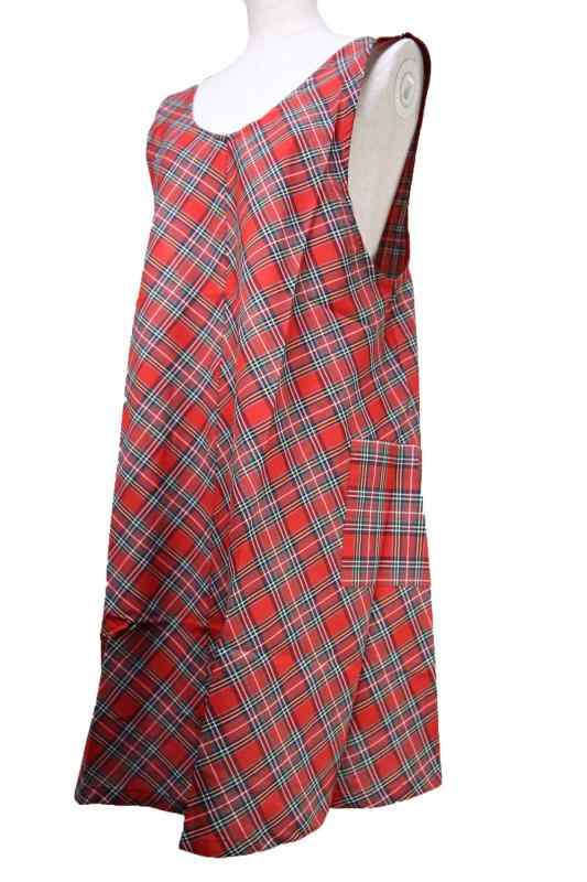 【エプロン チェック 人気 】 日本製 2WAY Aライン チェック キッチン ドレス エプロン