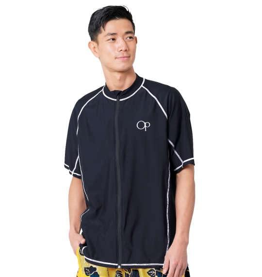 [ビッグエムワン] OCEAN PACIFIC 半袖 フルジップ ラッシュガード ブラック 1278-3299-2 3L 4L 5L 6L 8L 大きいサイズ メンズ