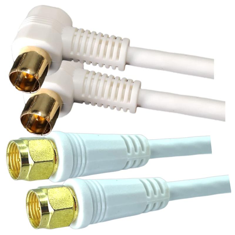 CNCTWO(コネクトツー) 【2本セット】1m テレビアンテナケーブル ハイブリッドプラグ 便利な(クイック式L字型とネジ式) F型4C同軸 2K4K8K放送(3224MHz) 地デジ・BS/CS CATV対応 C2FQF10Ax2