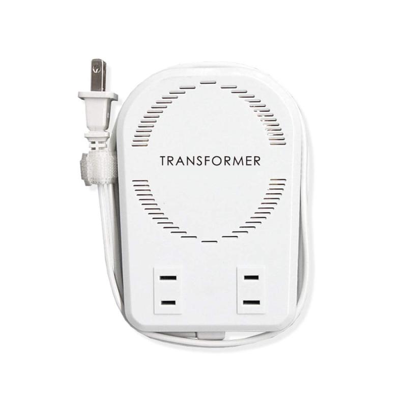カシムラ 海外用 変圧器 薄型 ホワイト AC 110V ~ 130V / 50W~140W, 220V ~ 250V / 50W~110W 本体電源プラグ Aプラグ, 出力コンセント Aタイプ×2 NTI-277