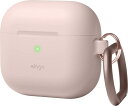 【elago】 AirPods 3 対応 ケース 落下防止 カラビナ 付 耐衝撃 薄型 シリコン カバー 衝撃 吸収 シンプル スリム ソフト ケースカバー 傷...