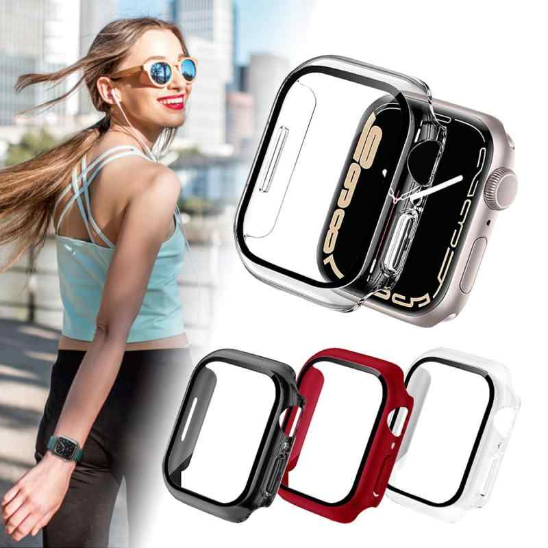 Apple Watch7 アップルウォッチ7 用 ガラス一体型 ケース 45mm 41mm カバー (41mm, ホワイト)