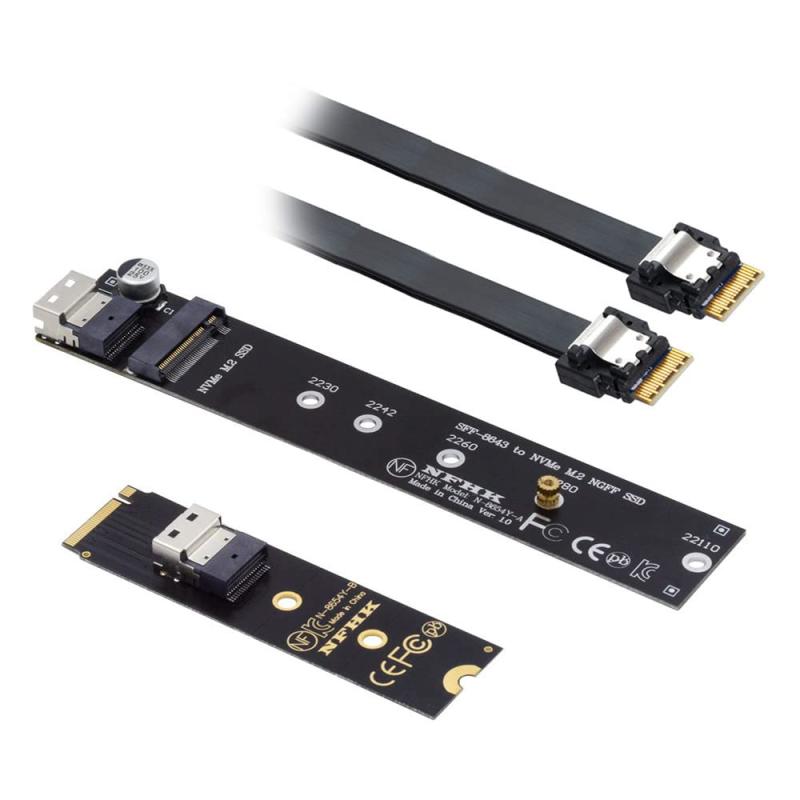 Xiwai NGFF M-Key NVMEオス-メス延長ケーブル40cm、SFF-8654コネクタ、メインボードSSD 2280/22110用