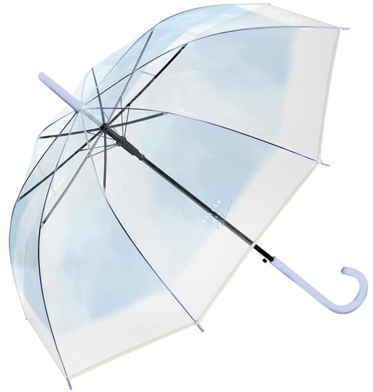 クラックス CRUX 長傘 58cm ビニール傘 ワンタッチ ジャンプ傘 アンブレラ グラスファイバー レディース おしゃれ 裾バイアス付 アイスブルー rainbow drop