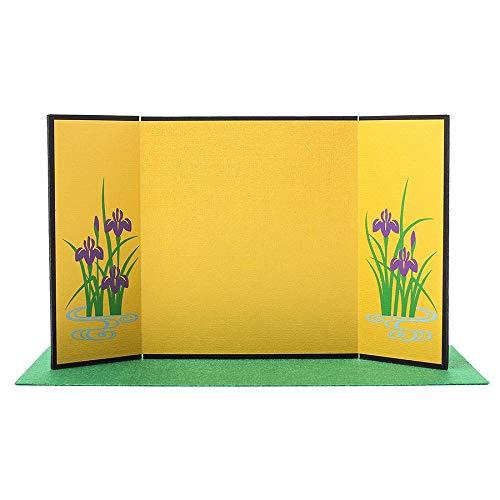 型染め 三つ折り 屏風 (毛氈付) 菖蒲