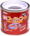 アサヒペン 塗料 ペンキ 油性スーパーコート 1/5L グレー 油性 多用途 ツヤあり 1回塗り 超耐久 ロングライフペイント サビドメ剤配合 紫外線劣化防止剤配合 日本製
