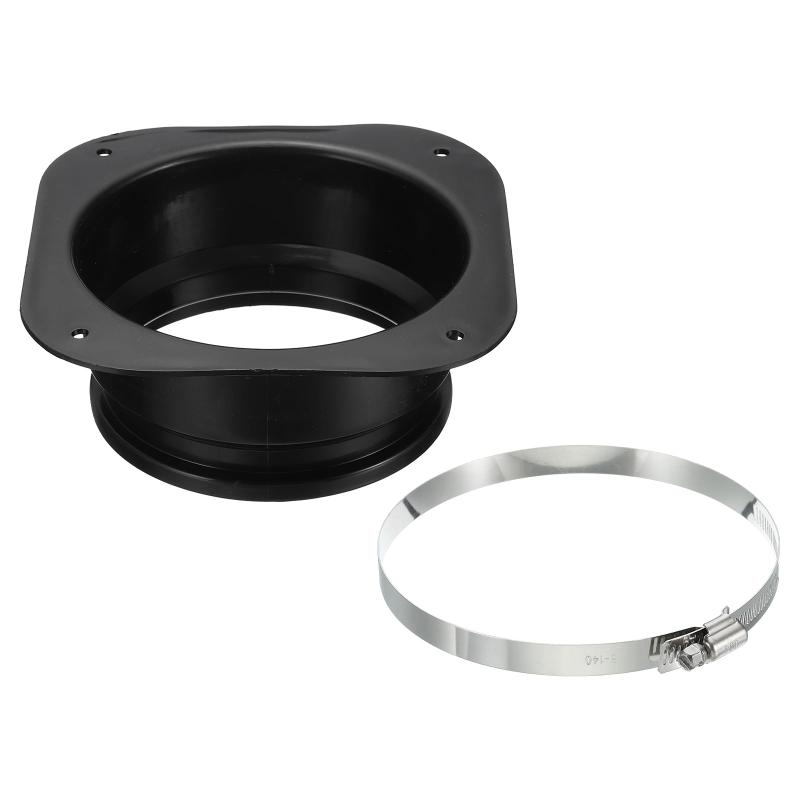 PATIKIL 127 mm ダクトコネクタフランジ 乾燥機通気壁プレート 正方形-丸型ストレート ダクトクランプ付き 暖房 冷房 換気扇用 黒