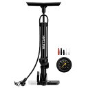 【全バルブ対応】HYCLINE 自転車 空気入れ 圧力計付き:【160PSI/11Bar】仏式/米式/英式バルブ対応 コンパクト小型軽量 フロアポンプ - 超長...