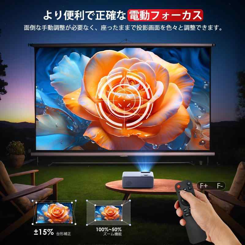 JOWLURK プロジェクター 小型【2024モデル＆電動フォーカス＆天井投影可】17000ルーメン高輝度 ホームプロジェクター 4K対応 1080PフルHD 5GWiFi瞬時接続 Bluetooth5.3搭載 HIFiスピーカー内蔵 家庭用300&