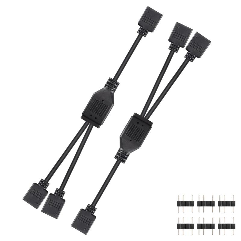 CERRXIAN 2PCS 5V 3PIN ARGBスプリッターケーブル 1対2 5V 3ピン・アドレス可能(オスピン付き)1メス~2メスポート3PINハブ拡張コネクタコード ARGB LEDストリップ、ARGBファンなど用