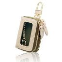 クリア窓付き スマートキーケース 2個収納 レディース 本革 ダブル スマートキーケース カバー かわいい くすみカラー シボ革 レザー ファスナー 鍵 カラビ...
